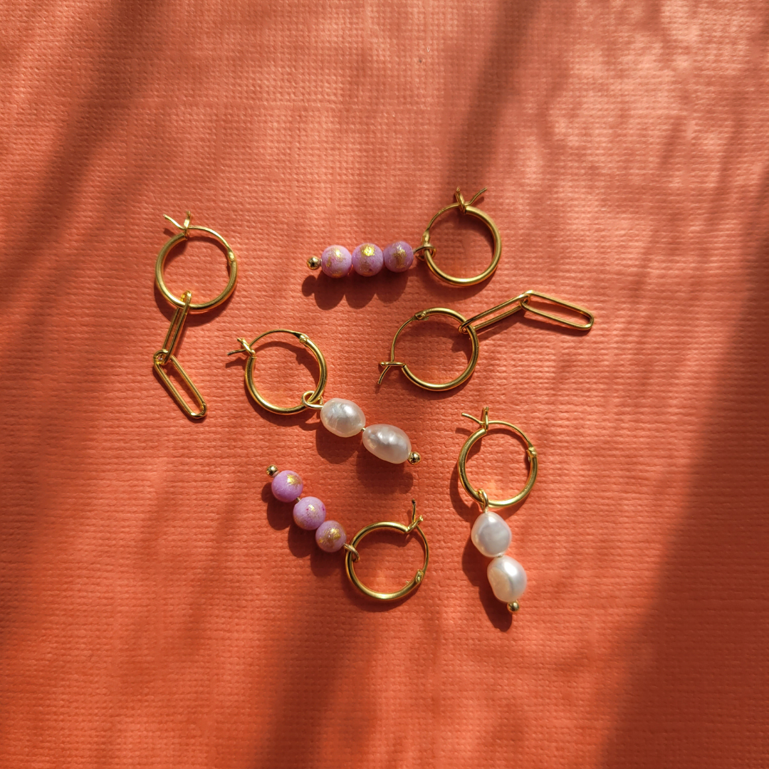 Little Rubies collectie – handgemaakte kleine oorbellen, oorstekers en creolen dames, lichtgewicht, comfortabel, geschikt voor 2e en 3e gaatjes, uniek en handgemaakt