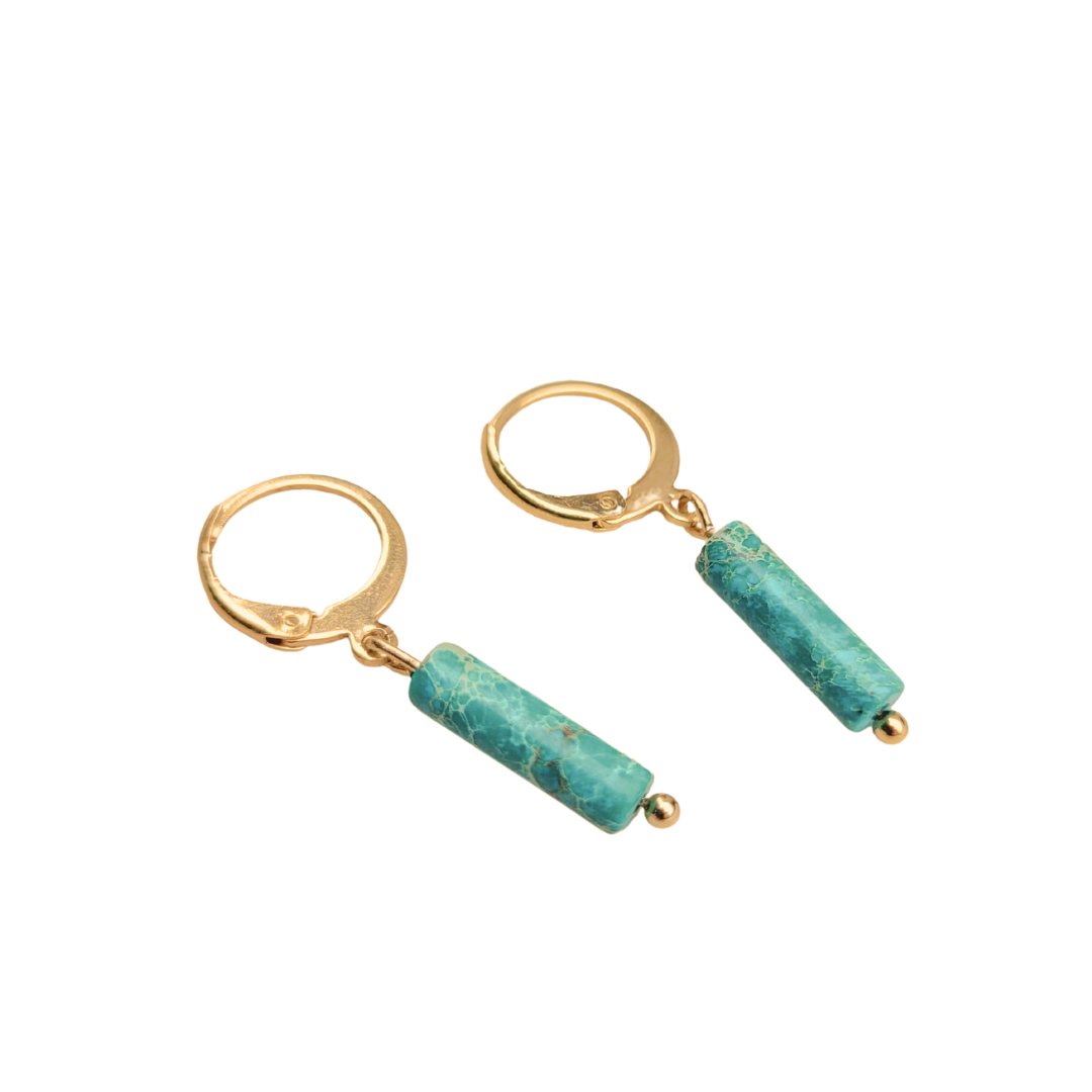 Oorringen huggie | goud of zilver | Marble tube