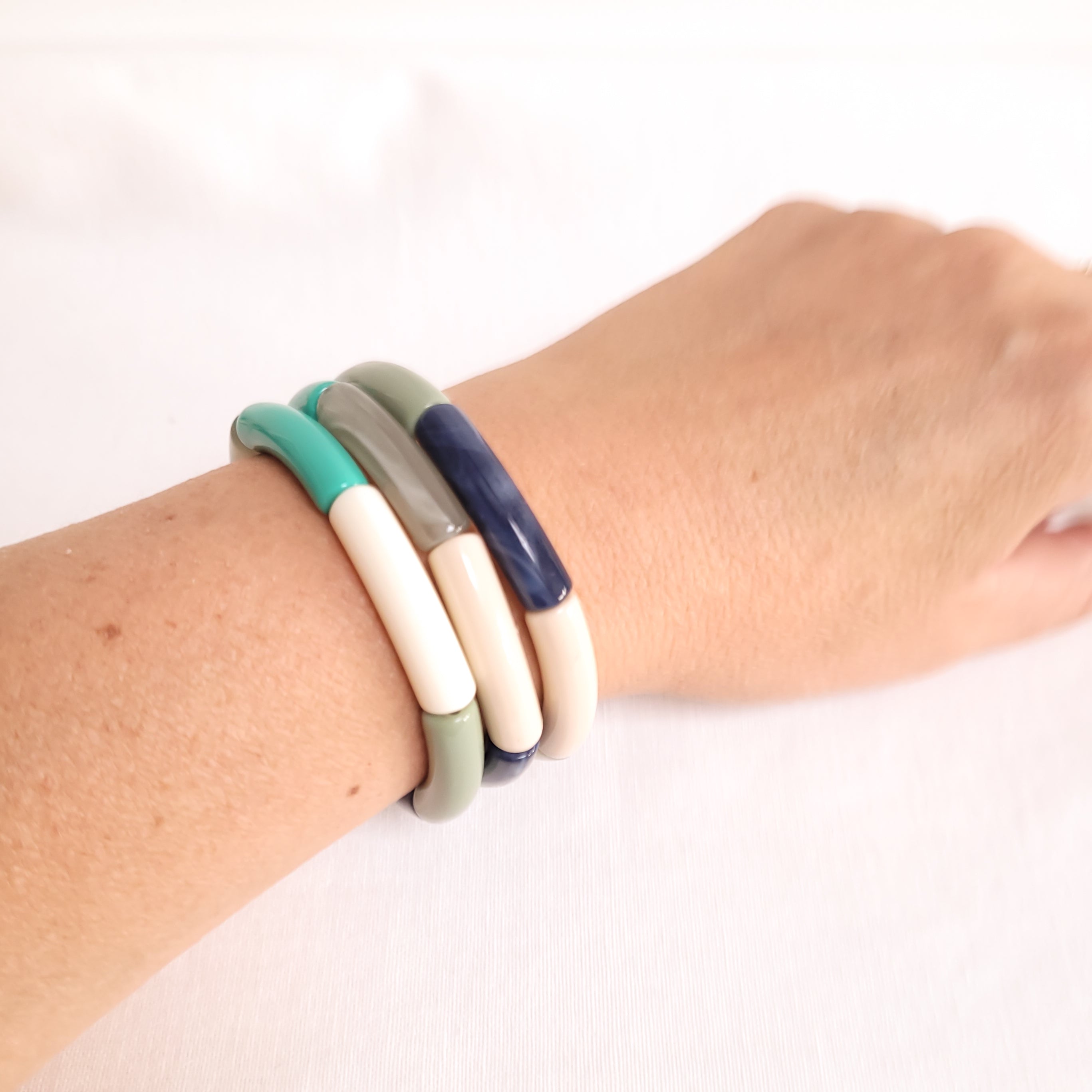 Tube armband | Olijfgroen-Bruin-Zwart-Mosterd