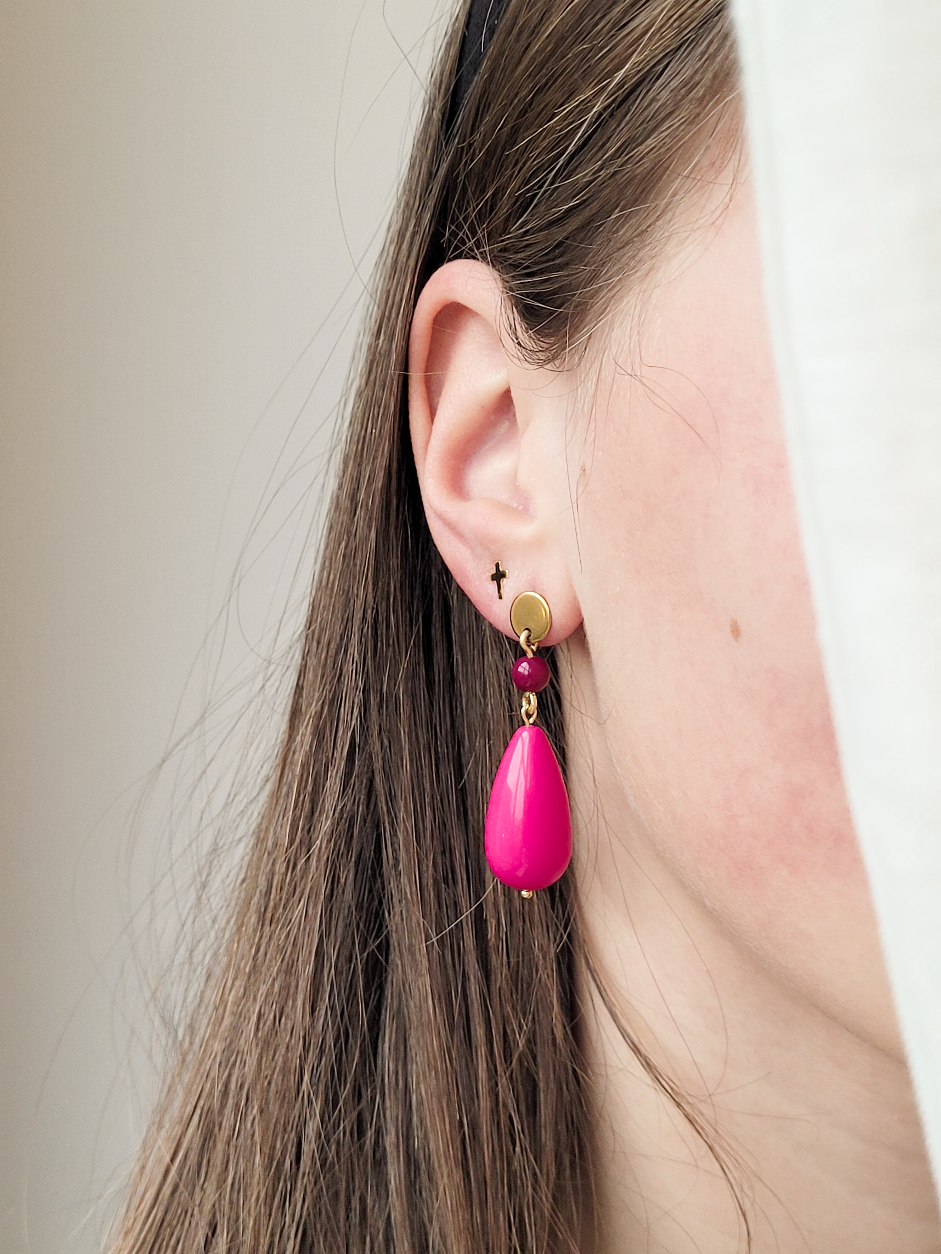 Oorbellen kruis | goud | oorstekers