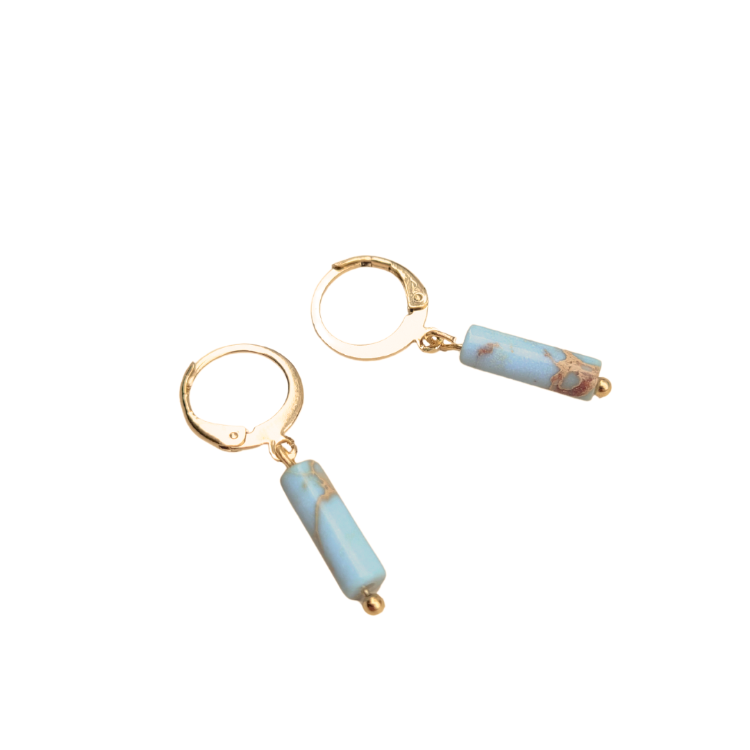 Oorringen huggie | goud of zilver | Marble tube