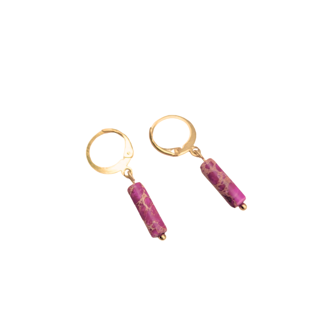 Oorringen huggie | goud of zilver | Marble tube