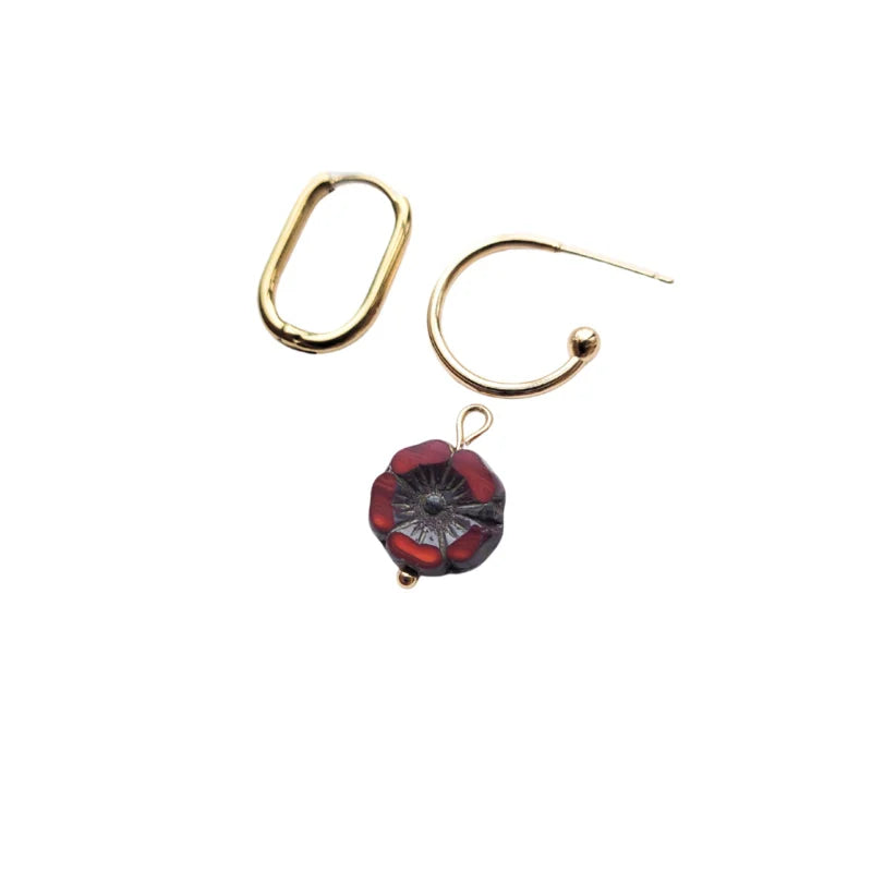 Losse bedels voor oorringen | goud en zilver | vintage bloem