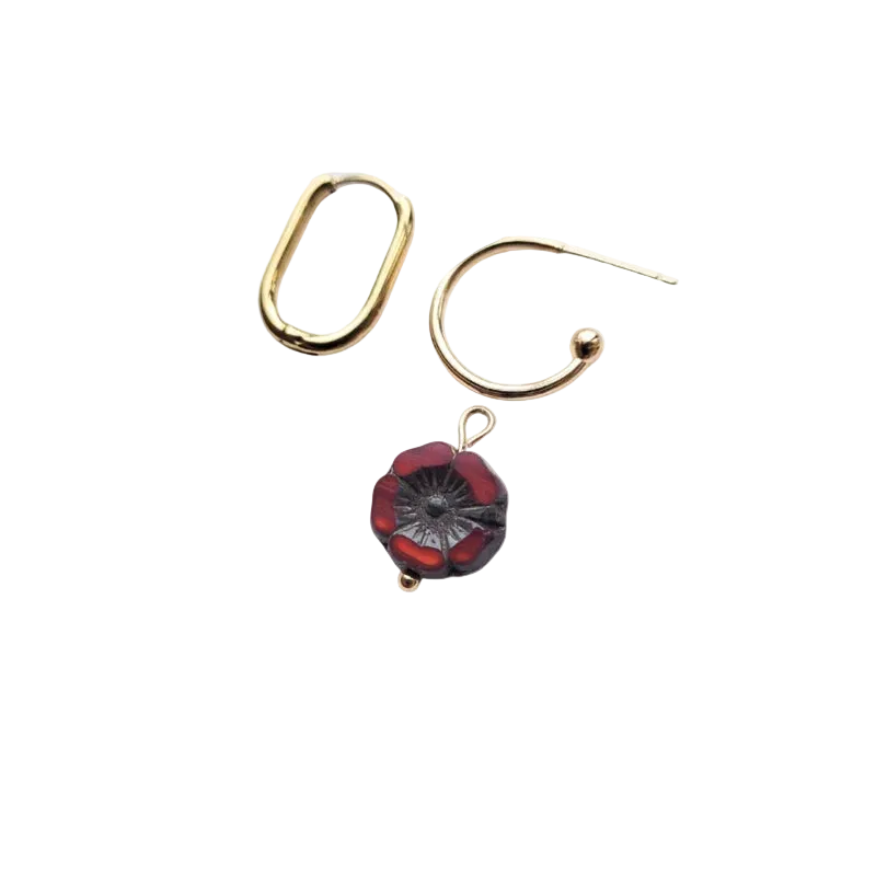 Losse bedels voor oorringen | goud of zilver | vintage bloem