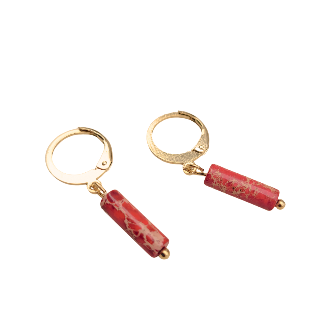 Oorringen huggie | goud of zilver | Marble tube