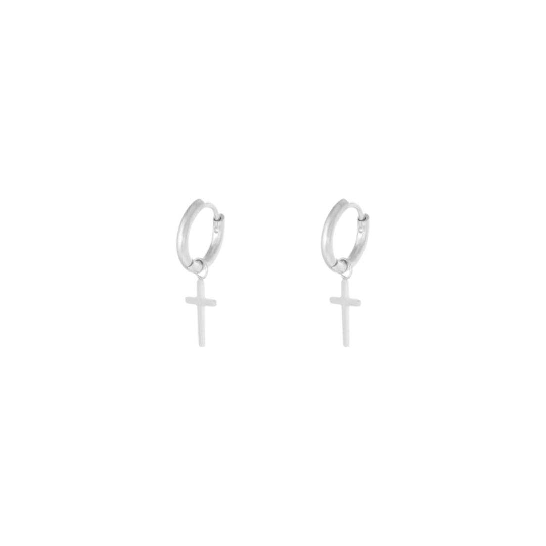 Oorbellen kruis | goud en zilver | oorringen met bedel