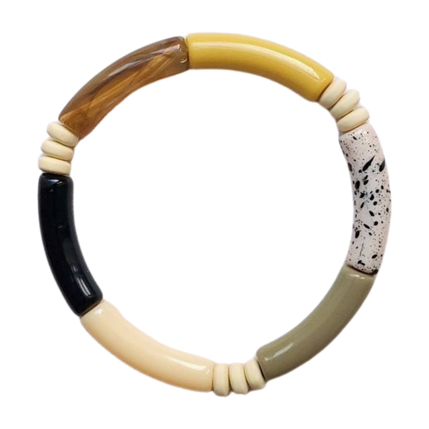 Tube armband | Olijfgroen-Bruin-Zwart-Mosterd