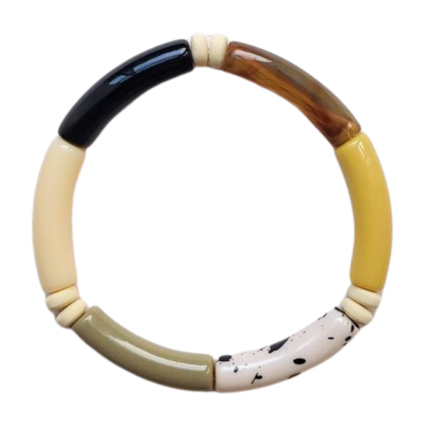 Tube armband | Olijfgroen-Bruin-Zwart-Mosterd