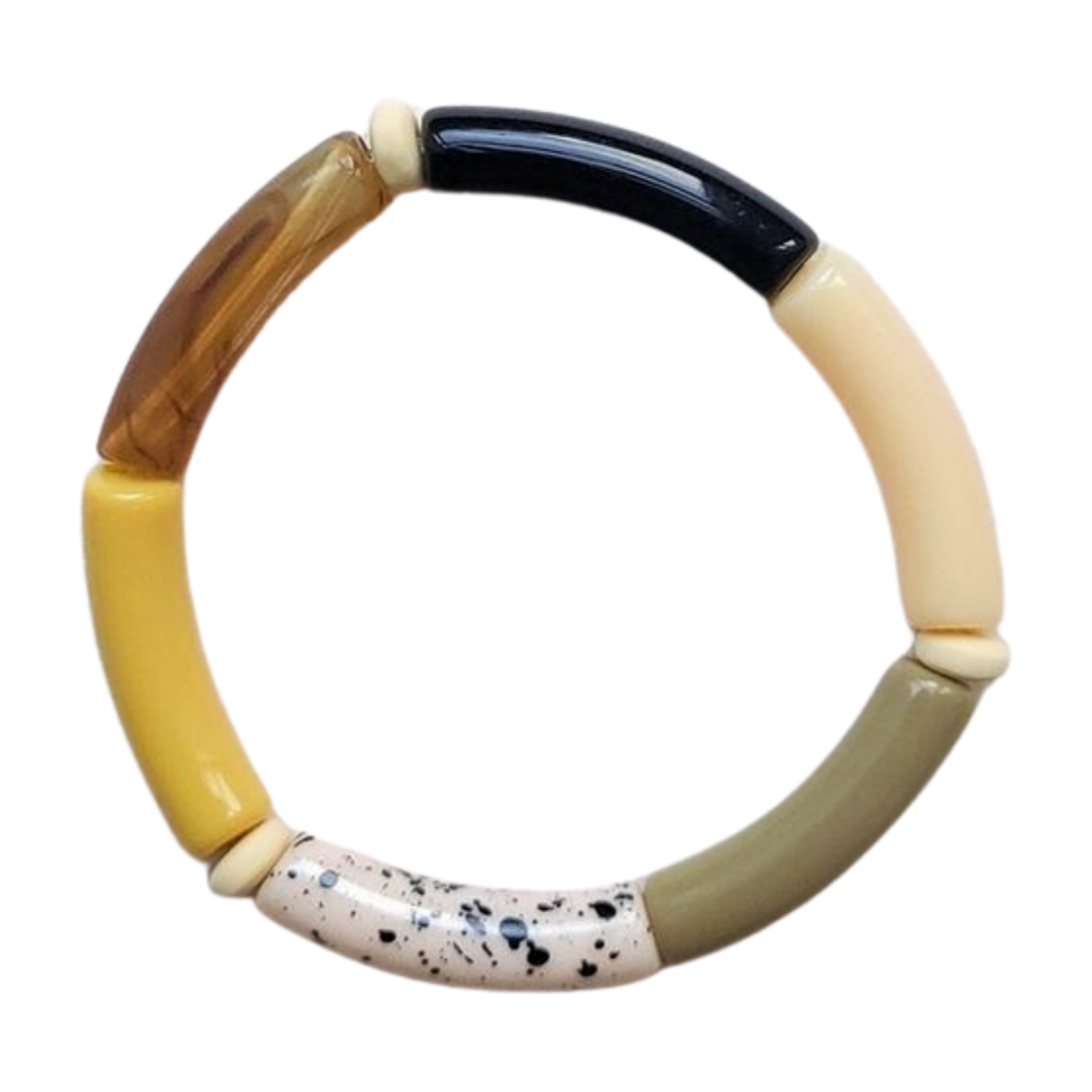 Tube armband | Olijfgroen-Bruin-Zwart-Mosterd