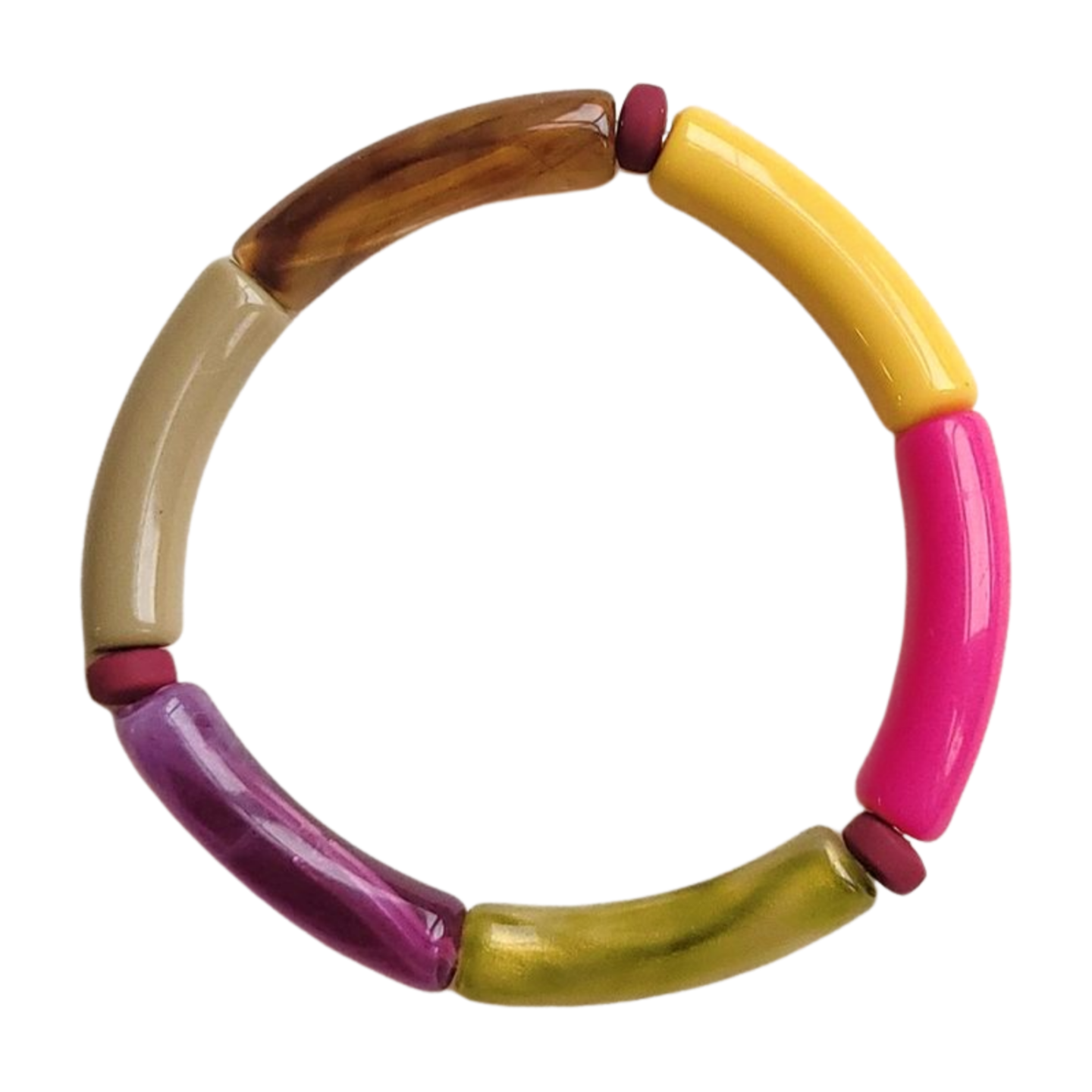 Tube armband | Paars-Olijfgroen-Fuchsia-Mosterd