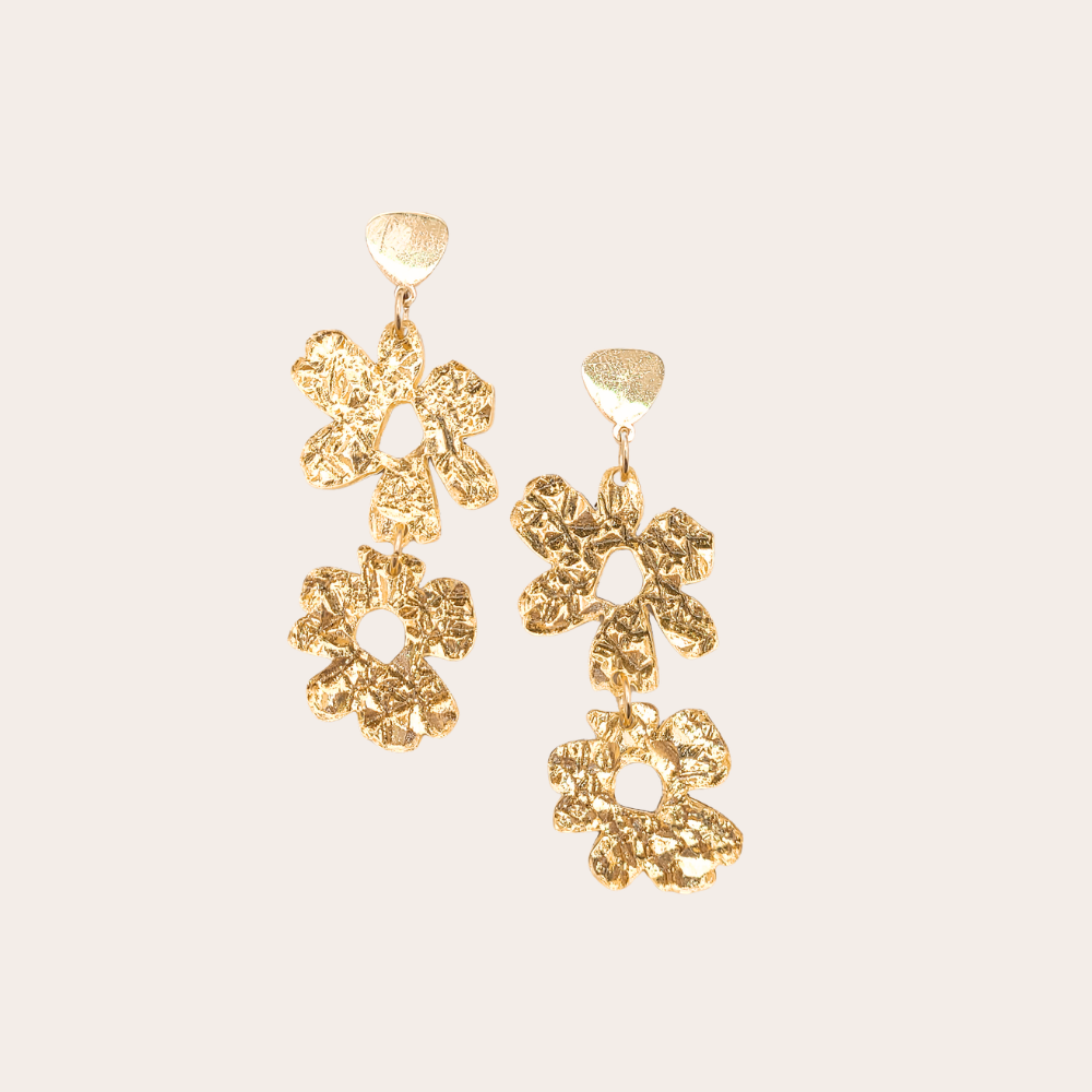 Bloemen oorbellen organisch (alleen in goud)
