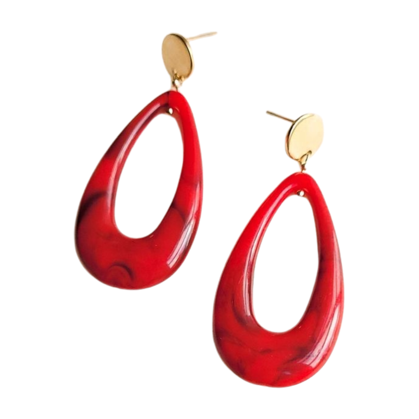 Druppel statement oorbellen rood marble – handgemaakte, superlichte oorbellen met een unieke marmerlook afwerking. Tijdloos, veelzijdig en stijlvol.
