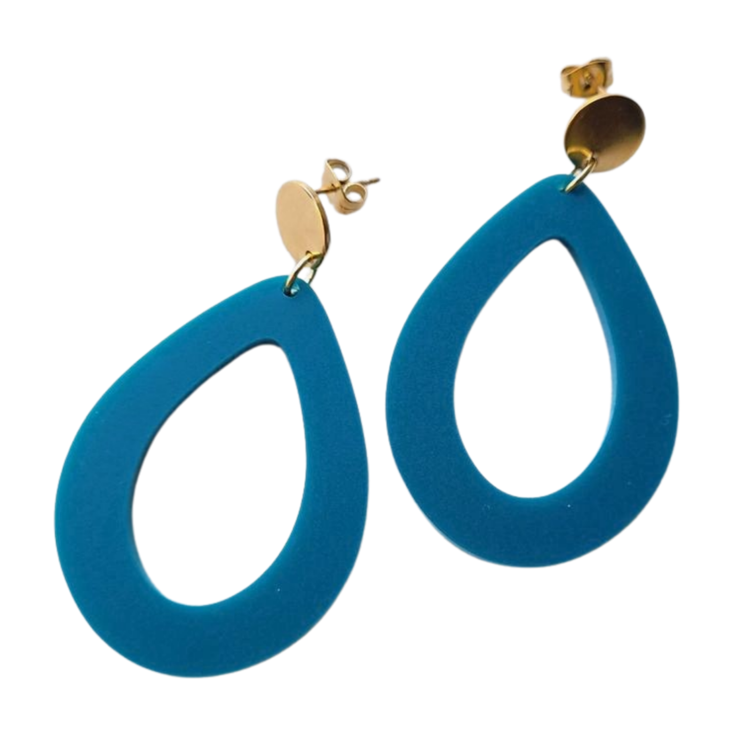 Druppelvormige oorbellen Floortje mat petrol– handgemaakte, superlichte oorbellen met een matte afwerking in trendy kleuren