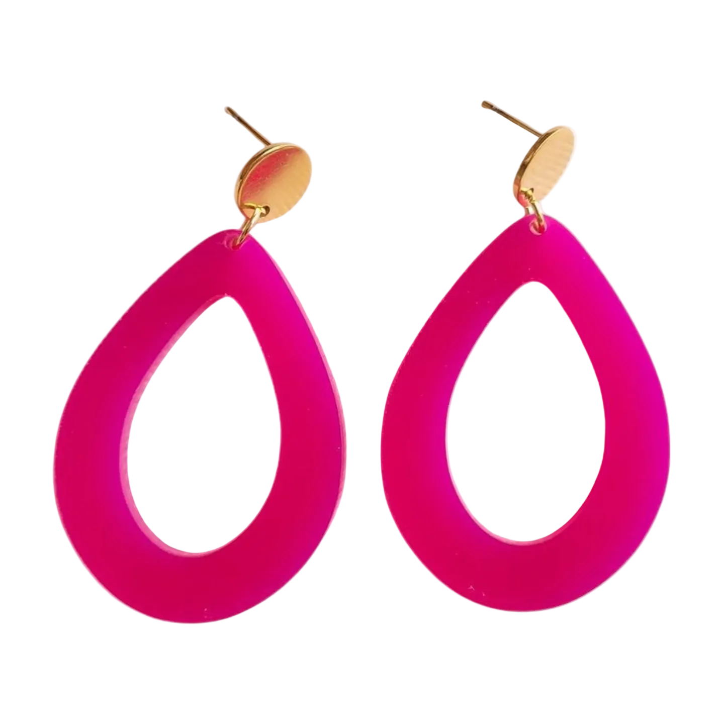 Unieke glanzende statement oorbellen fuchsia – grote, superlichte handgemaakte oorhangers met een subtiele shine voor een stijlvolle look.