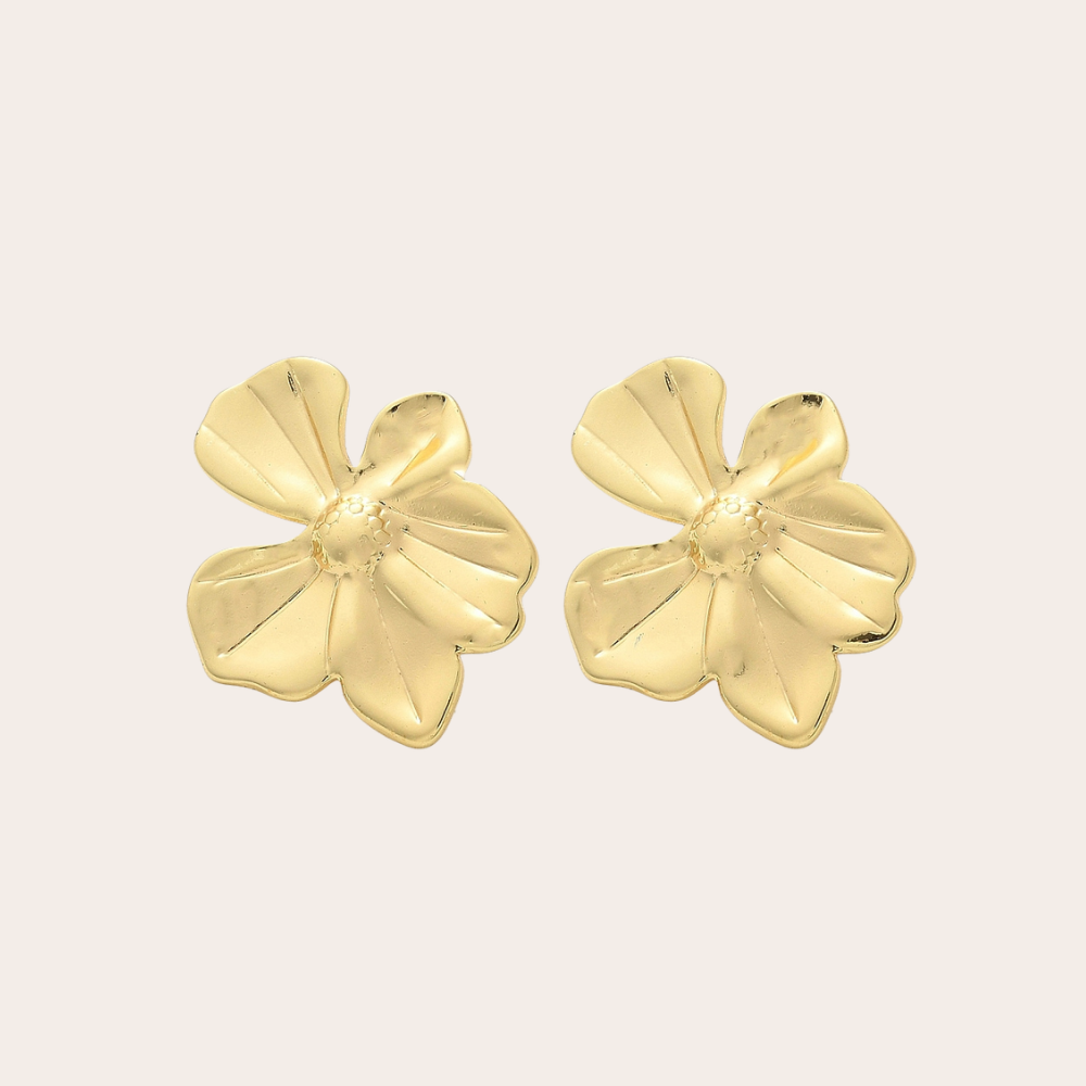 Gouden oorbellen bloem