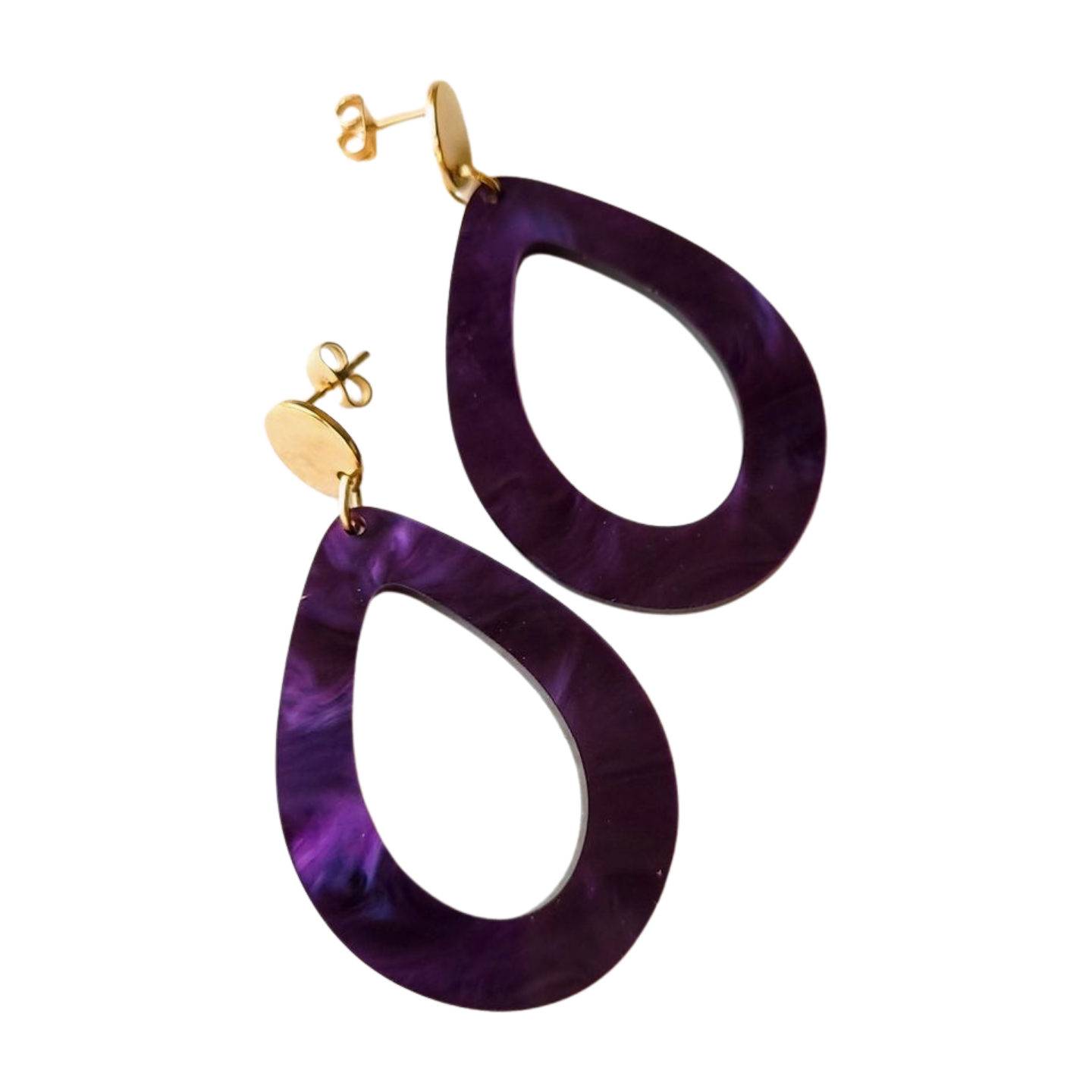 Grote oorbellen paars parelmoer – handgemaakte, superlichte oorbellen met een subtiele parelmoer glans. Perfect voor zowel casual als feestelijke looks