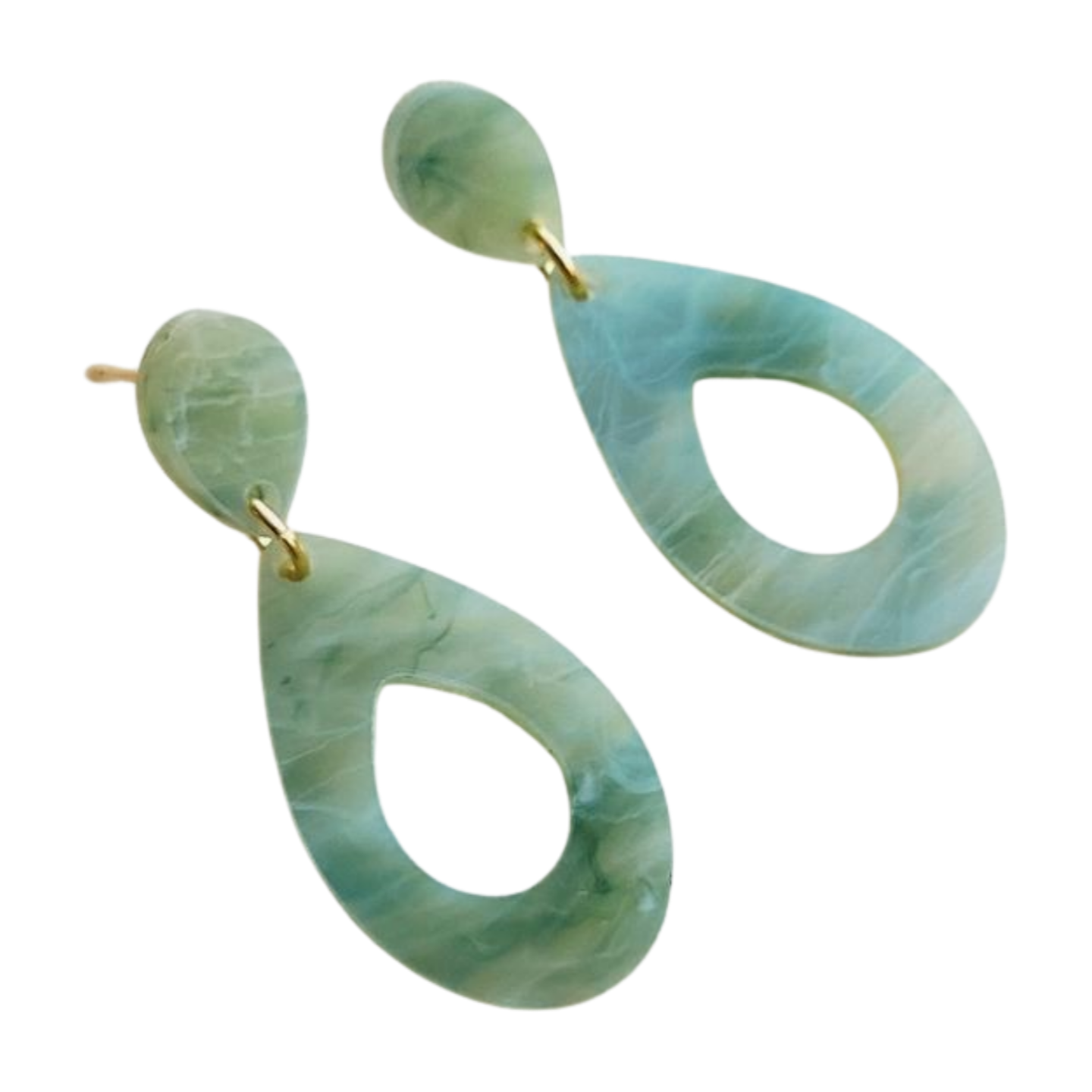 Kleine druppel oorstekers groen marble - lichtgewicht, handgemaakt en perfect voor een unieke en verfijnde uitstraling.