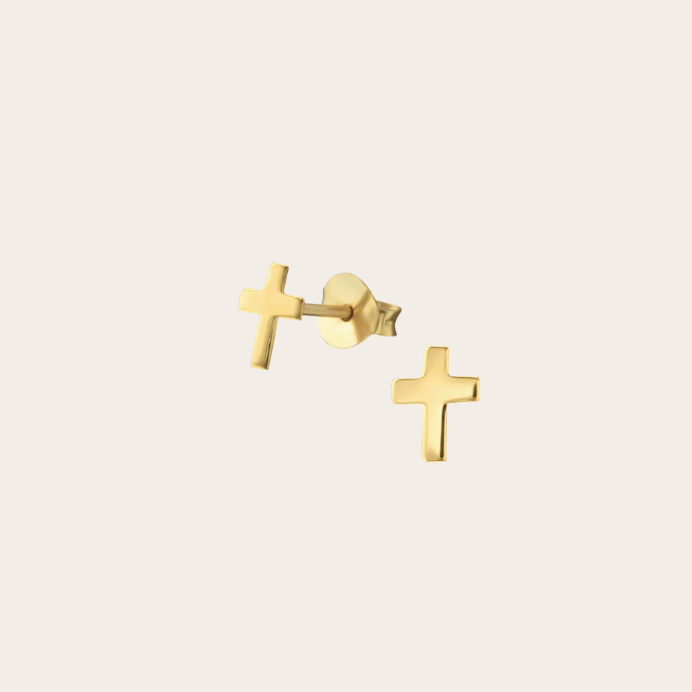 Oorbellen kruis | goud | oorstekers