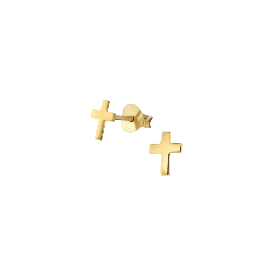 Oorbellen kruis | goud | oorstekers