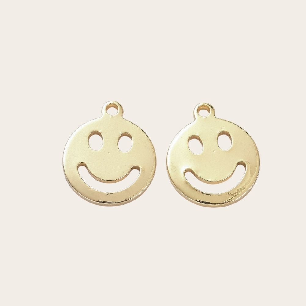Set losse bedels voor oorringen - SMILEY - alleen in goud