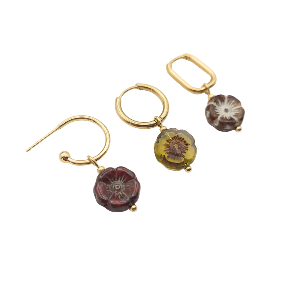 Losse bedels voor oorringen | goud of zilver | vintage bloem