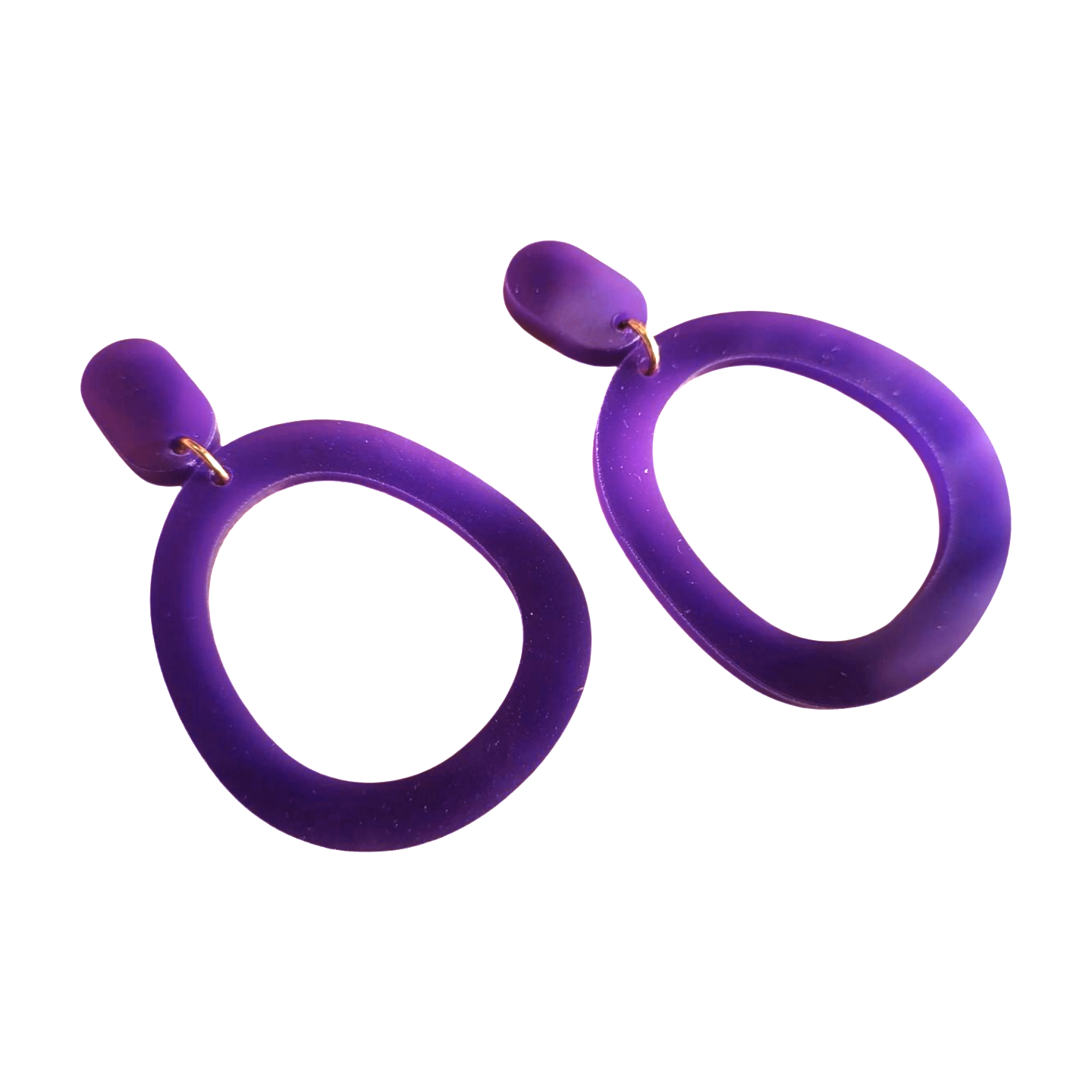 Organische statement oorbellen Willy paars glans – handgemaakte lichtgewicht oorbellen met glanzende afwerking in meerdere kleuren