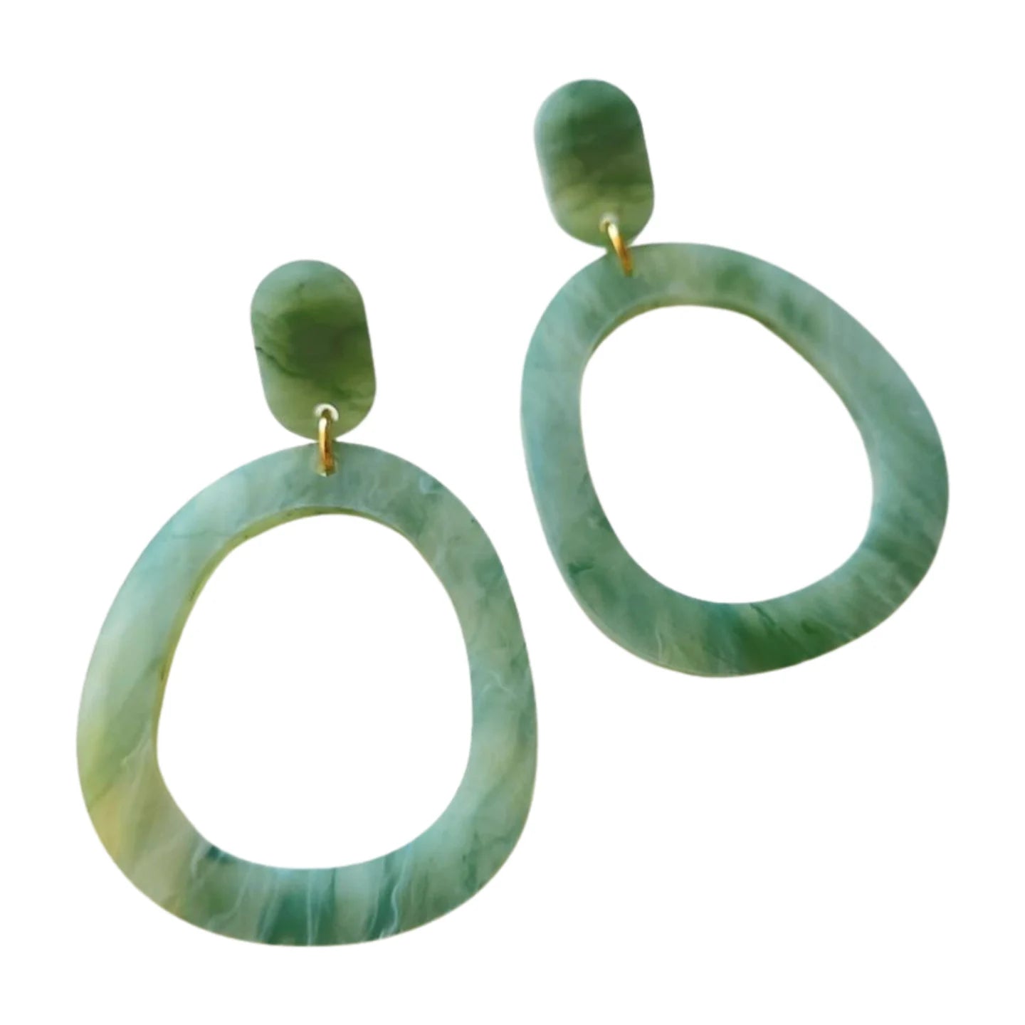 Organische statement oorbellen Willy groen marble – handgemaakte lichtgewicht oorbellen met marmer effect in meerdere kleuren