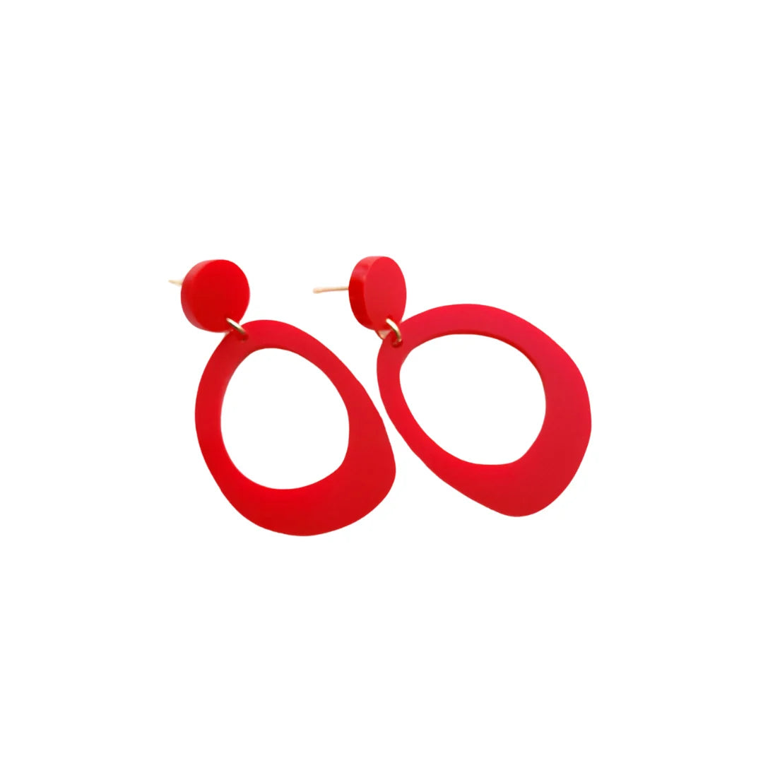 rode statement oorbellen arwen, mat, lichtgewicht, uniek en handgemaakt voor dames