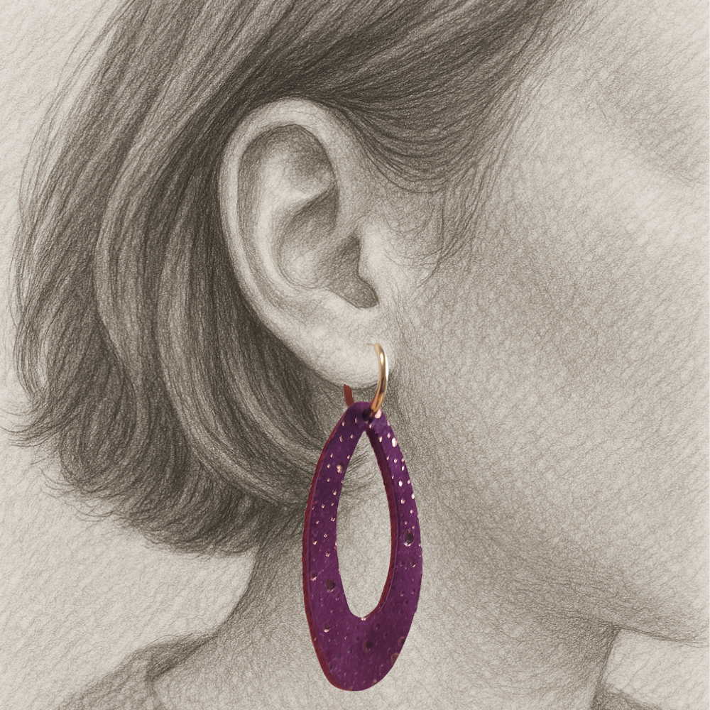 Leren druppelvorm bedels Mirjam – dubbelzijdige restleer bedels voor basic oorbellen