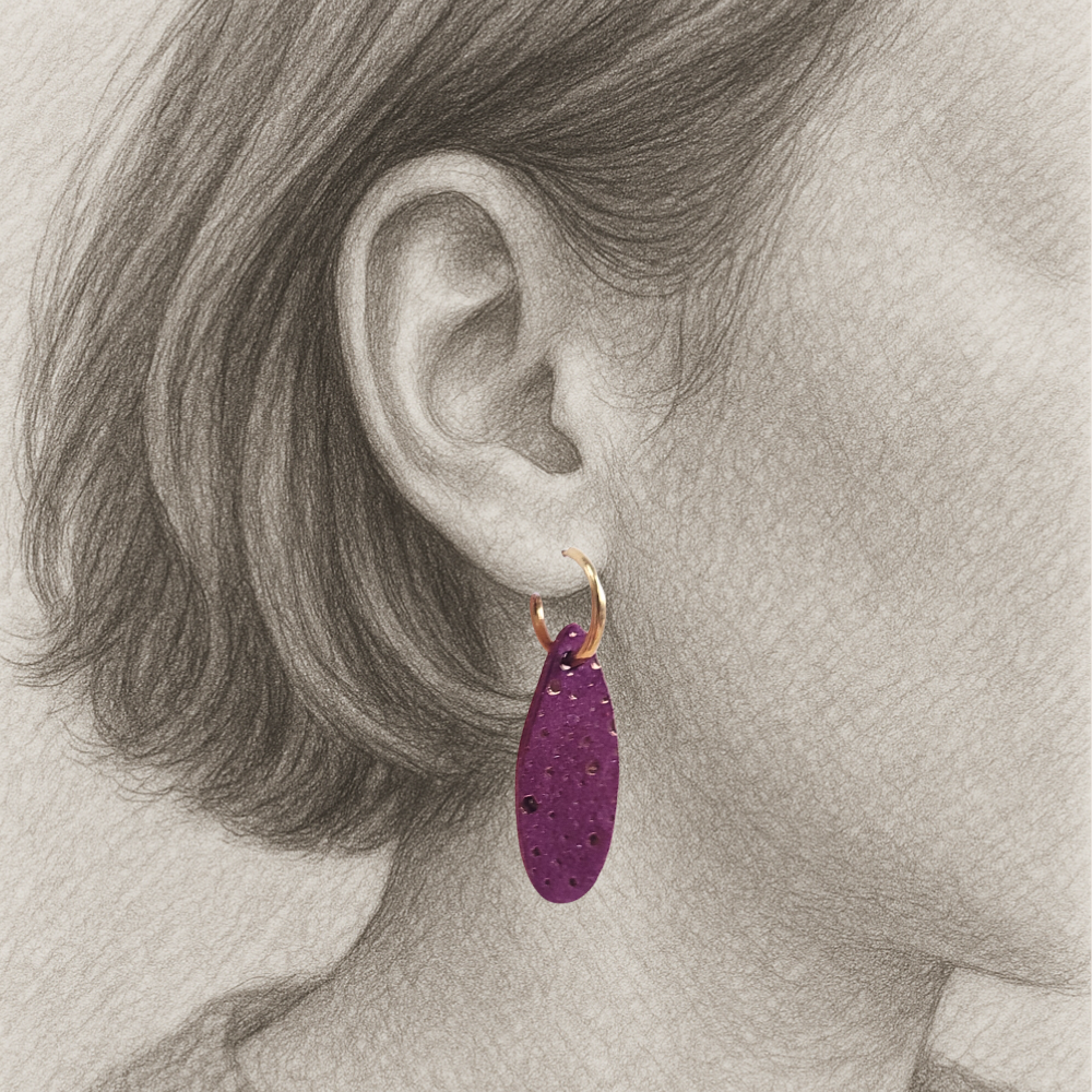 Leren smalle druppelvorm bedels – dubbelzijdige restleer bedels passend op basic oorbellen