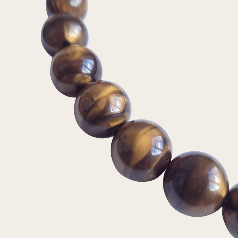 Statement ketting met grote kralen van 16 mm in bordeauxrood, bruin en groen marble