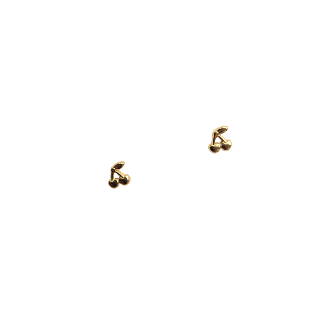 Kleine oorstekers tweede gaatje kersje – goud stainless steel