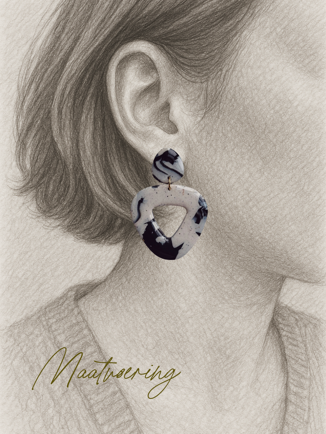 Limited Rubies – Marble triangel unieke statement oorbellen