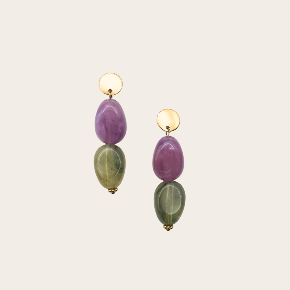 Statement oorbellen | kralen | Olivia marble