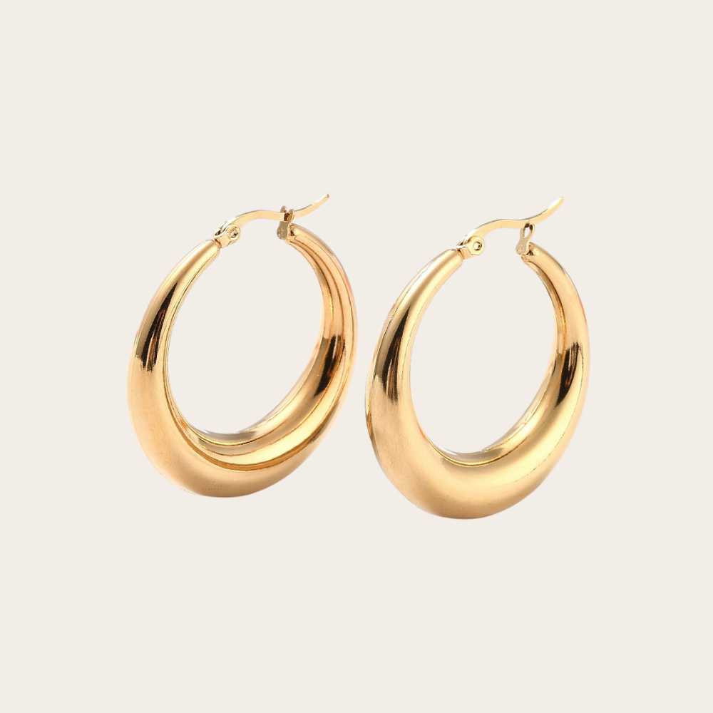 Gouden creolen van goud verguld stainless steel met handige kliksluiting