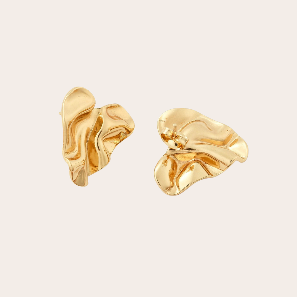 Gouden oorbellen hartjes wavy
