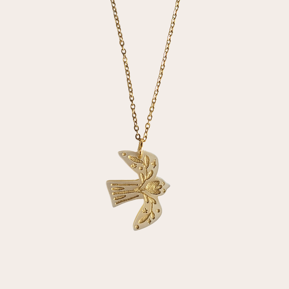 Ketting Kijk naar de Vogels – ivoor en bruin marble