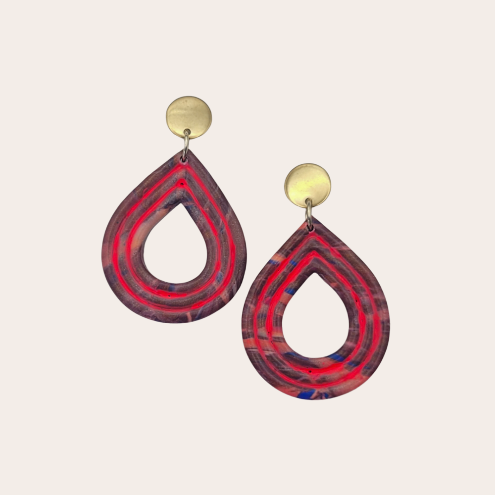 Aubergine marble oorbellen | Floortje | Limited Rubies