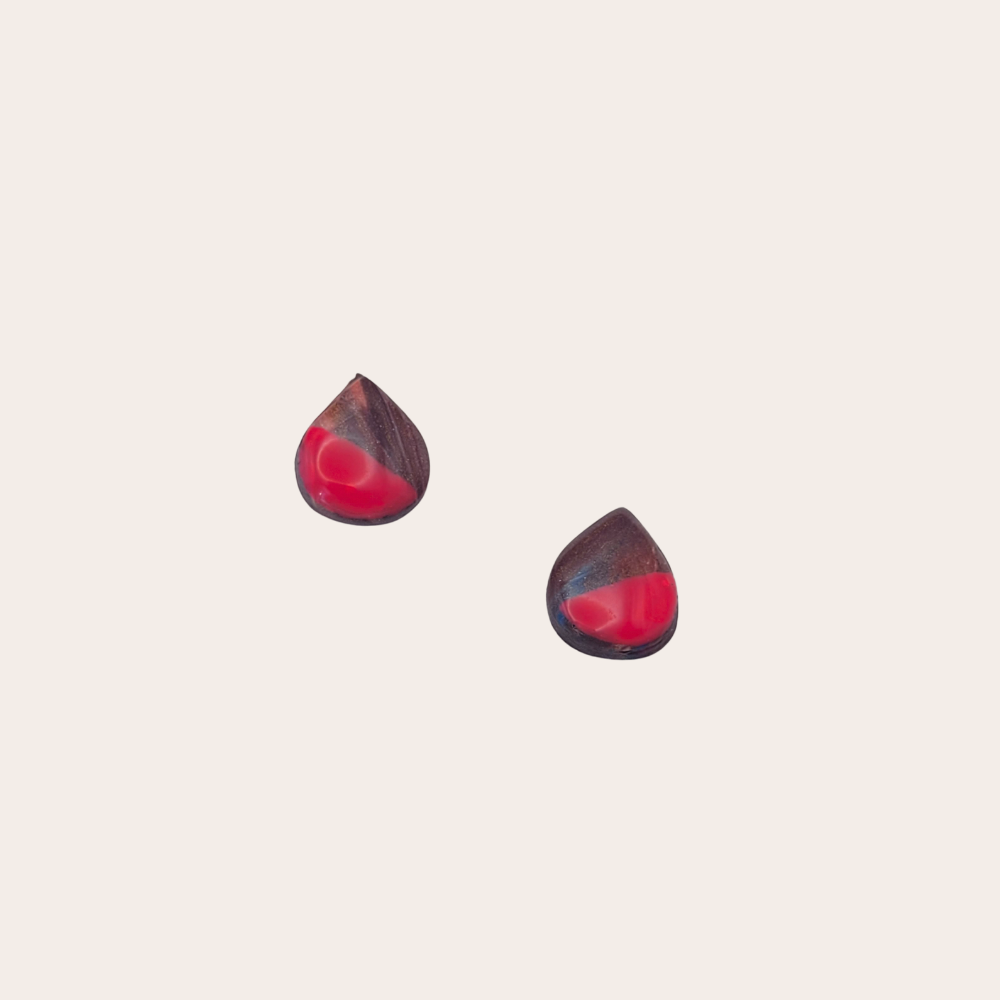 Aubergine marble oorbellen | Studs | Limited Rubies