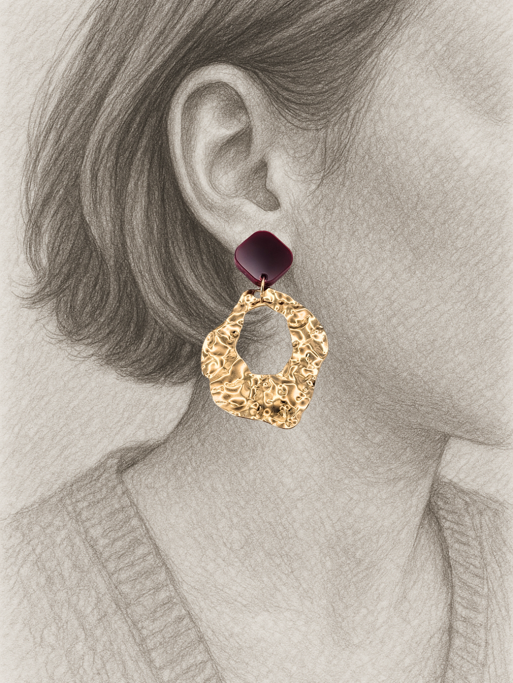 Organische oorbellen goud (niet in zilver)