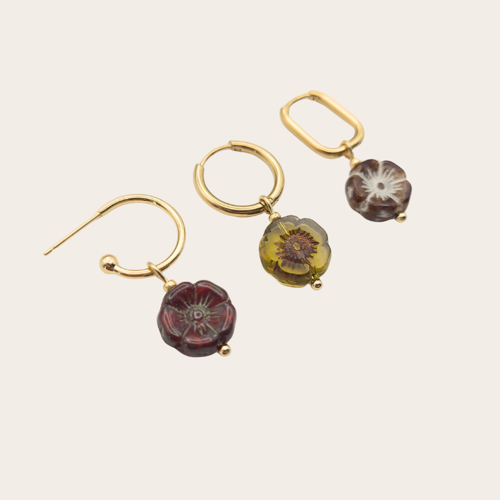 Losse bedels voor oorringen | goud of zilver | vintage bloem