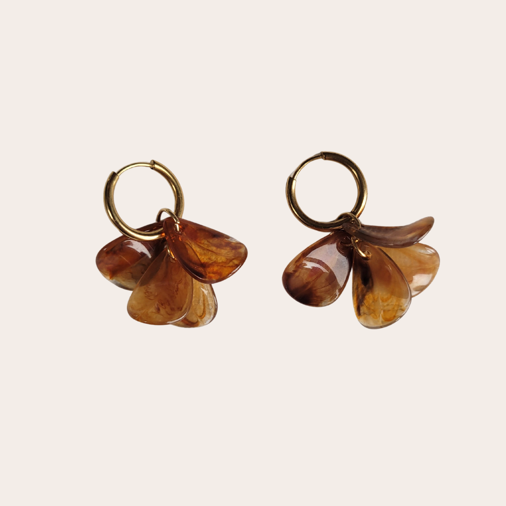 Oorringen Autumn Leaves COGNAC | alleen in goud!