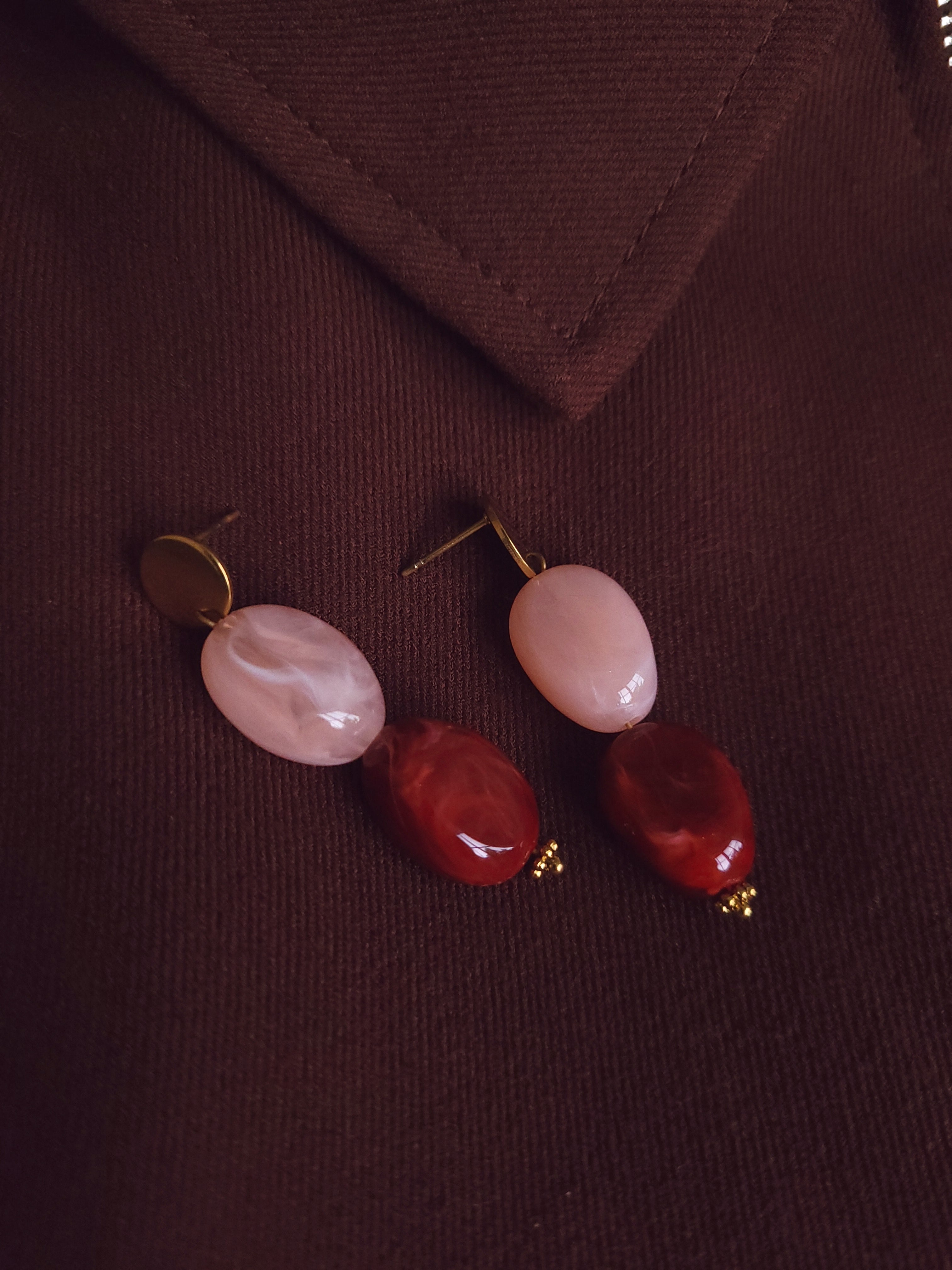 Statement oorbellen | kralen | Olivia marble
