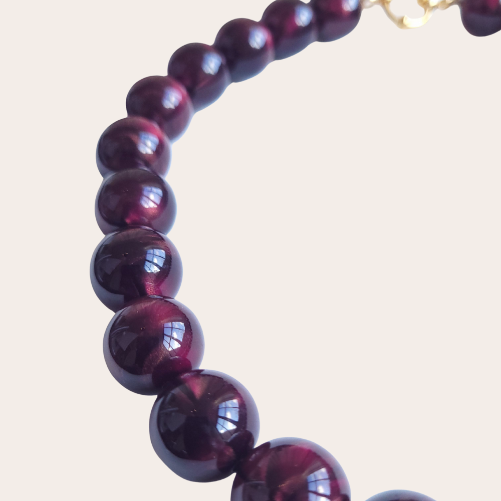 Statement ketting met grote kralen van 16 mm in bordeauxrood, bruin en groen marble