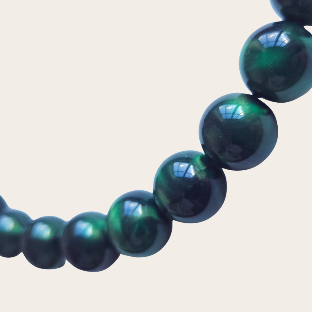 Statement ketting met grote kralen van 16 mm in bordeauxrood, bruin en groen marble