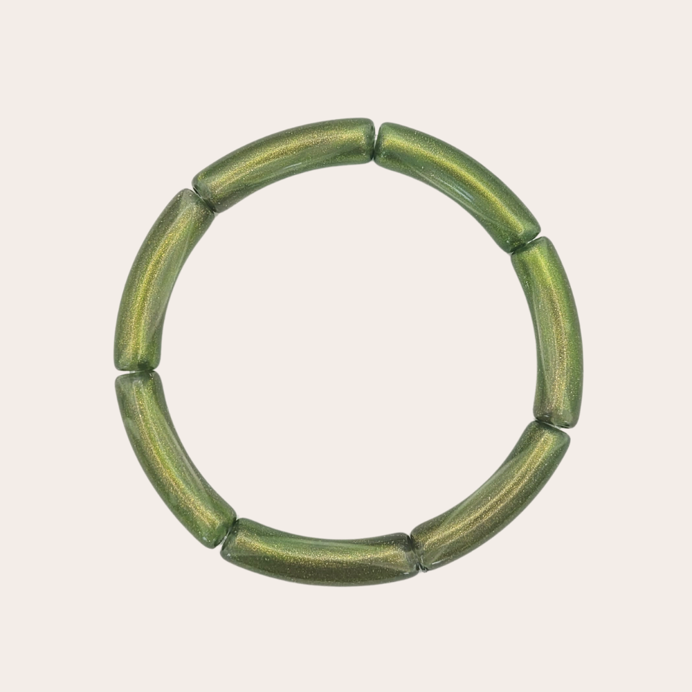 Tube armband | groen glitter
